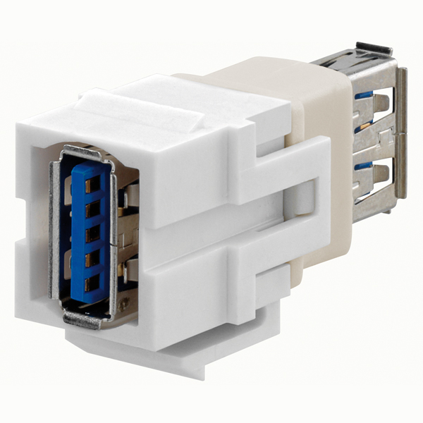 Rutenbeck 17010650 USB-Keystone USB 3.0 USB A (Buchse/Buchse) für Montageadapter KMK-MA Up und andere Keystone-Aufnahmen reinweiß (ähnlich RAL 9010)