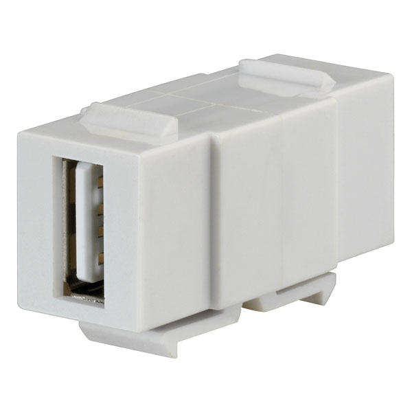 Rutenbeck 17010651 USB-Keystone USB 2.0 USB A (Buchse/Buchse) für Montageadapter KMK-MA Up und andere Keystone-Aufnahmen reinweiß (ähnlich RAL 9010)