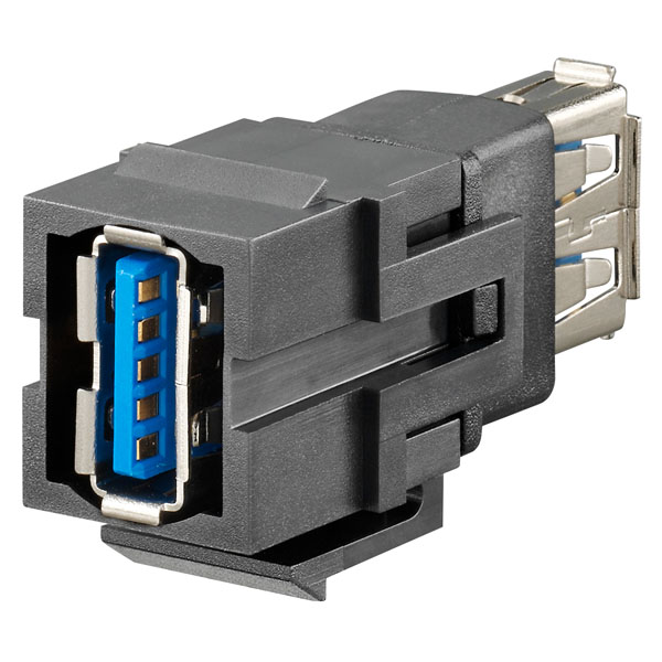 Rutenbeck 17010660 USB-Keystone USB 3.0 USB A (Buchse/Buchse) für Montageadapter KMK-MA Up und andere Keystone-Aufnahmen schwarz (ähnlich RAL 9005)