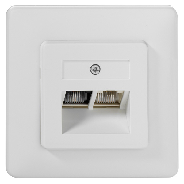 Rutenbeck 22511201 line21®-UAE-Anschlussdose für 1 Telefon/1 Datenendgerät für Anwendungen bis 100 Mbit/s mit Metalltragring mit Spreizkrallen
