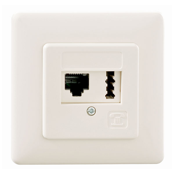 Rutenbeck 22511202 line21®-UAE/TAE-Anschlussdose für 1 Telefon/1 Datenendgerät für Anwendungen bis 100 Mbit/s mit Metalltragring mit Spreizkrallen