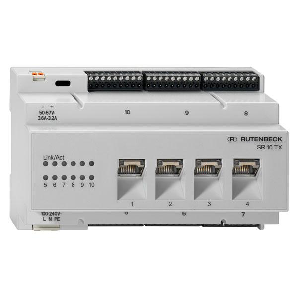 Rutenbeck 23510505 Gigabit-Switch REG-Montage 4 x RJ45-Frontports 10/100/1000 Mbit/s 6 x Installationsports 10/100/1000 Mbit/s multicastfähig VLAN-Tagging