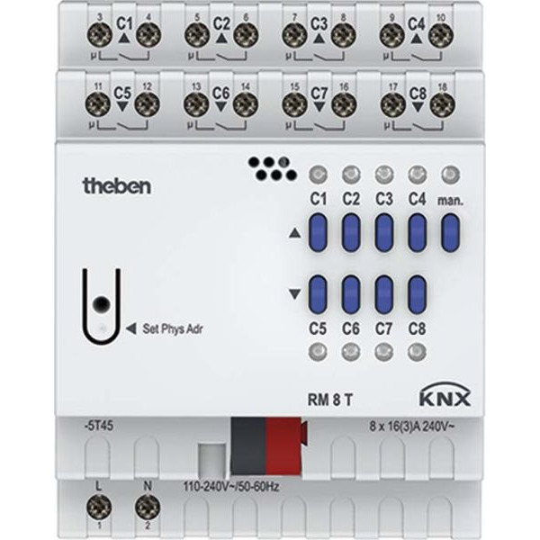 Theben 4940200 Schalt-/Jalousieaktor RM 8 T KNX 8-/4-fach ohne Erweiterung