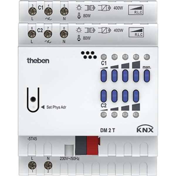 Theben 4940270 Dimmaktor DM 2 T KNX 2-fach ohne Erweiterungs-