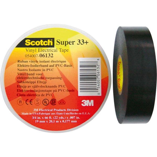3M ScotchSuper33+ 19x20 PVC Elektro-Isolierband 19mm schwarz 20 Meter