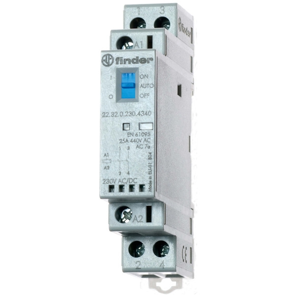 Finder 22.32.0.230.4540 Installationsschütz 230V AC/DC,1S+1Ö,LED