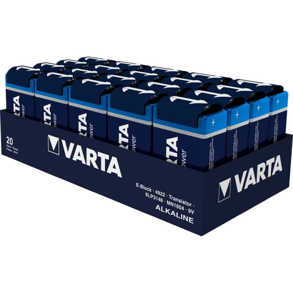 Varta 4922 Batterie Longlife Power E E-Block 6LR61,Al-Mn 20 Stück