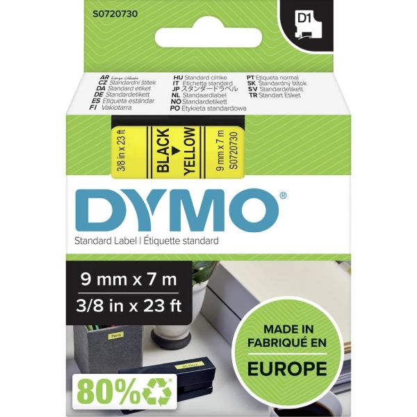 Dymo 40918 D1 Schriftband 9mm/7m schwarz auf gelb