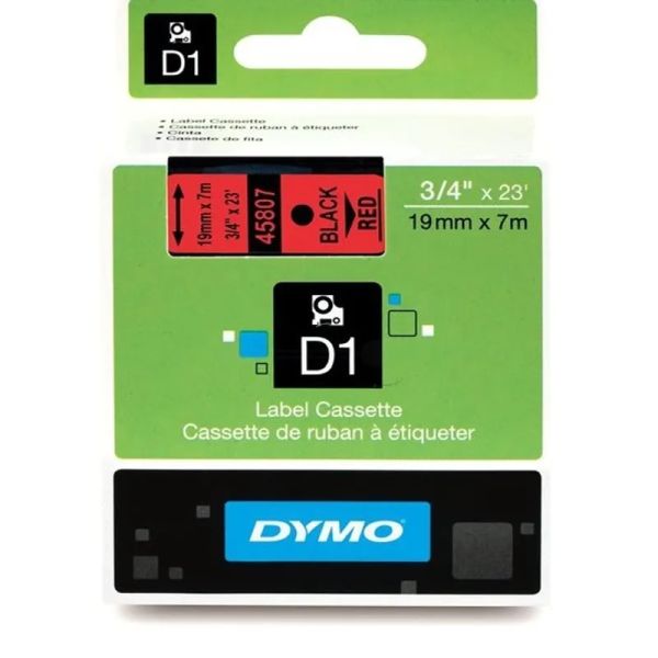 Dymo 45807 D1 Schriftband 19mm/7m schwarz auf rot