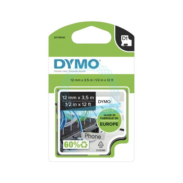 Dymo 16957 D1 Nylonband sw/weiß 12mm/3,5 Meter