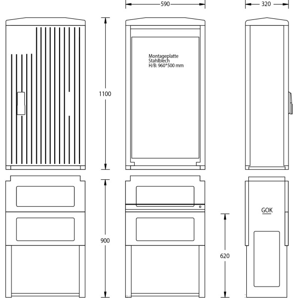 uesa A070-M-1100 Normschrank IP44 1100x590x320mm