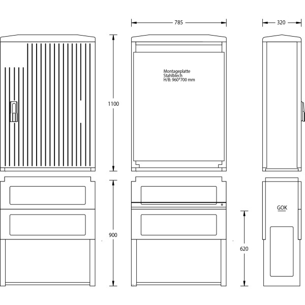 uesa A100-M-1100 Normschrank IP44 1100x785x320mm