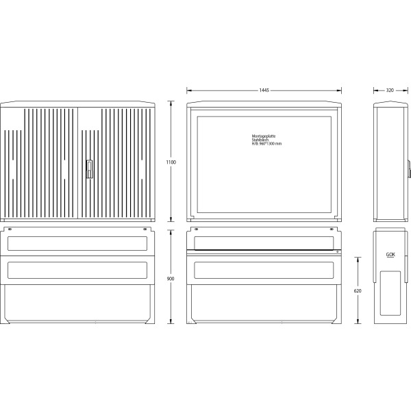 uesa A130-M-1100 Normschrank IP44 1100x1445x320mm