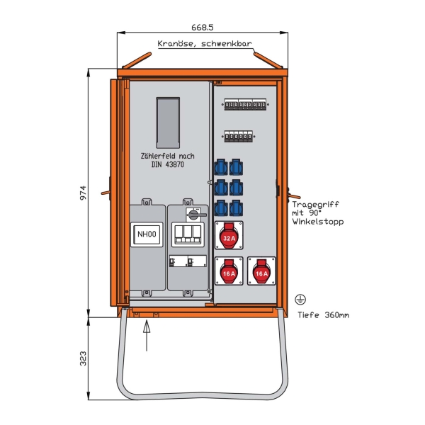 Walther WAV0131R1 Anschlussverteilerschrank 44kVA mit Zählerplatz