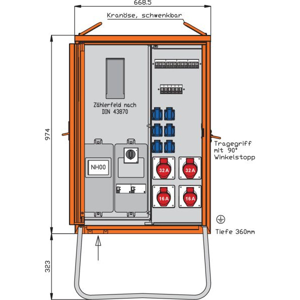 Walther WAV0135R1 Anschlussverteilerschrank 44kVA mit Zählerplatz