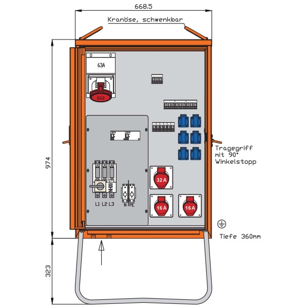 Walther WV0363R1 Verteilerschrank 55kVA