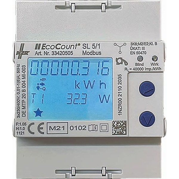 NZR EcoCount SL 33420505 Elektr.Hutschienenzähler 5//1A Modbus MID