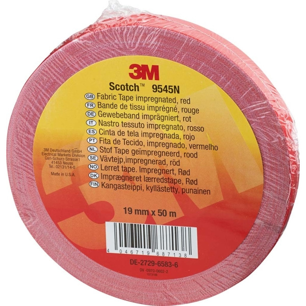 3M 9545N R19 Imprägniertes Gewebeband 19mm x 50 Meter rot