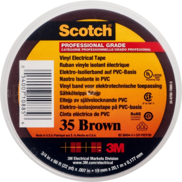 3M Scotch 35-19X20BRNEW PVC Elektro-Isolierband 19mm x 20 Meter braun