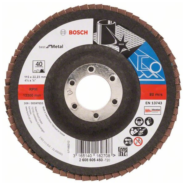 Bosch 2608605450 Lamelleschleifscheibe d=115mm für Edelstahl