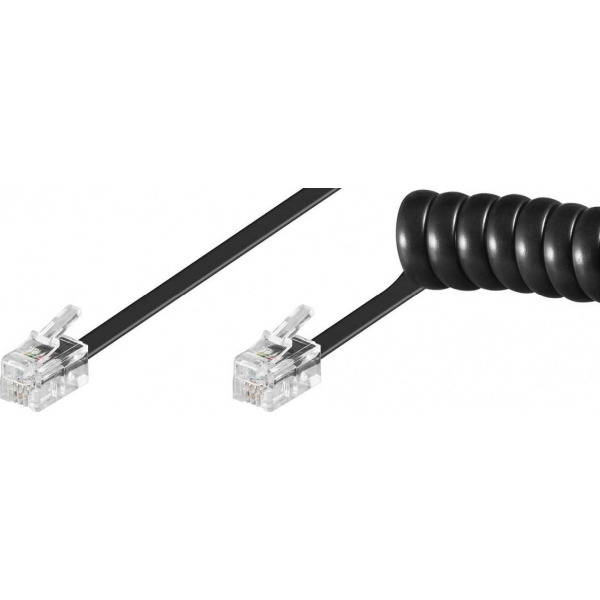 Goobay 50270 Telefonhörer-Spiralkabel 2 Meter schwarz Stecker/Stecker