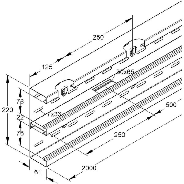 Niedax DKU 220-78T80 R Gerätekanal-Unterteil 2 Meter